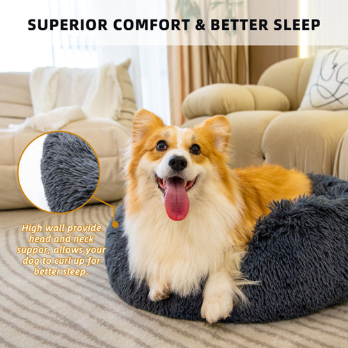 Fluffy komfortseng for hund og katt - beroligende og vaskbar